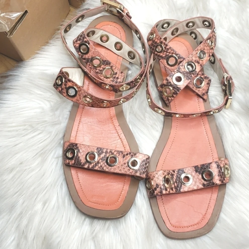 Zara Ankle strap sandals wrap around coral snake 10